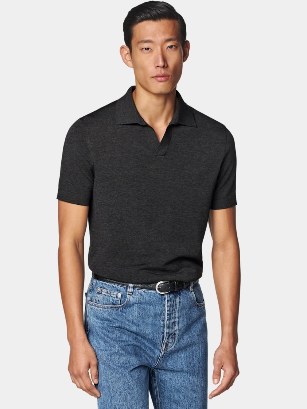 Suitsupply silk cashmere wool buttonless polo shirt